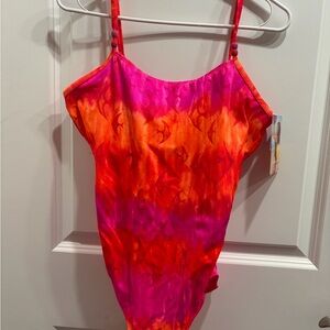 Kathy Ireland Pink and Orange Swimsuit